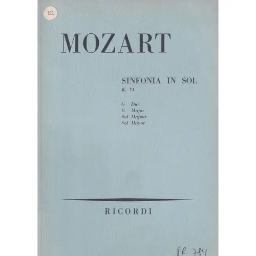 Sinfonia In Sol - Kv 74  (partitura de bolso)