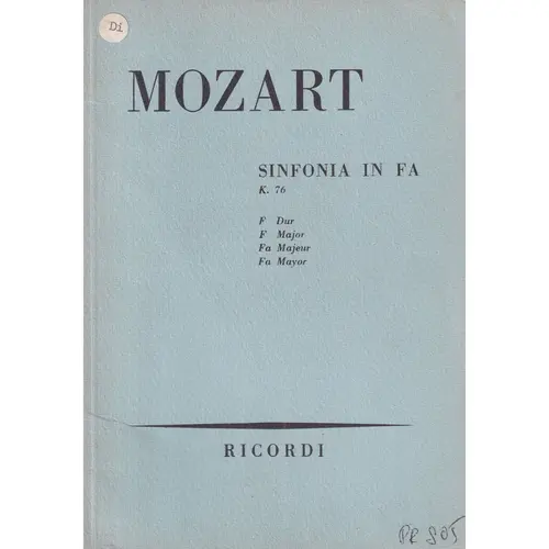 Sinfonia In Fa Maj - Kv 76  (partitura de bolso)