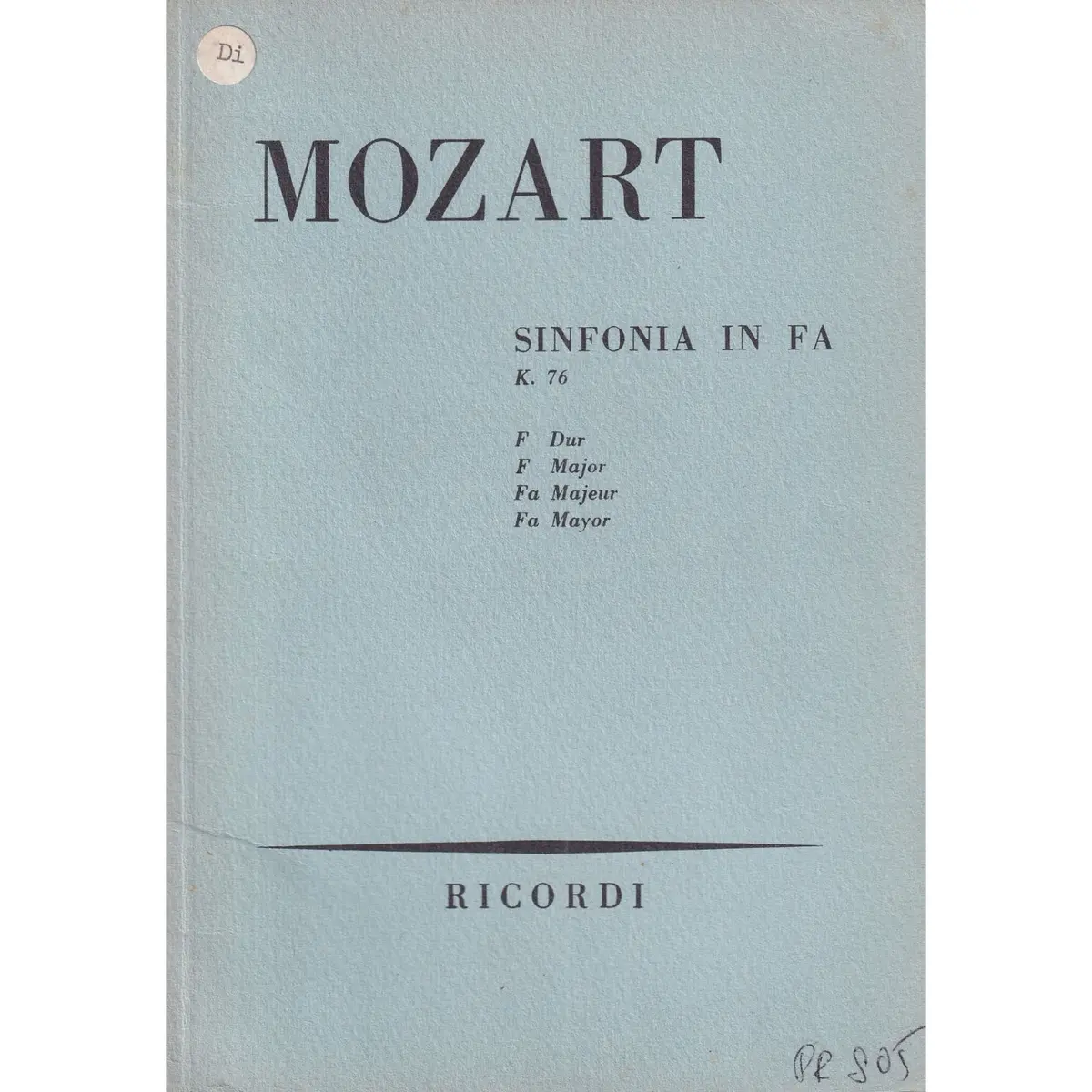 Sinfonia In Fa Maj - Kv 76  (partitura de bolso)