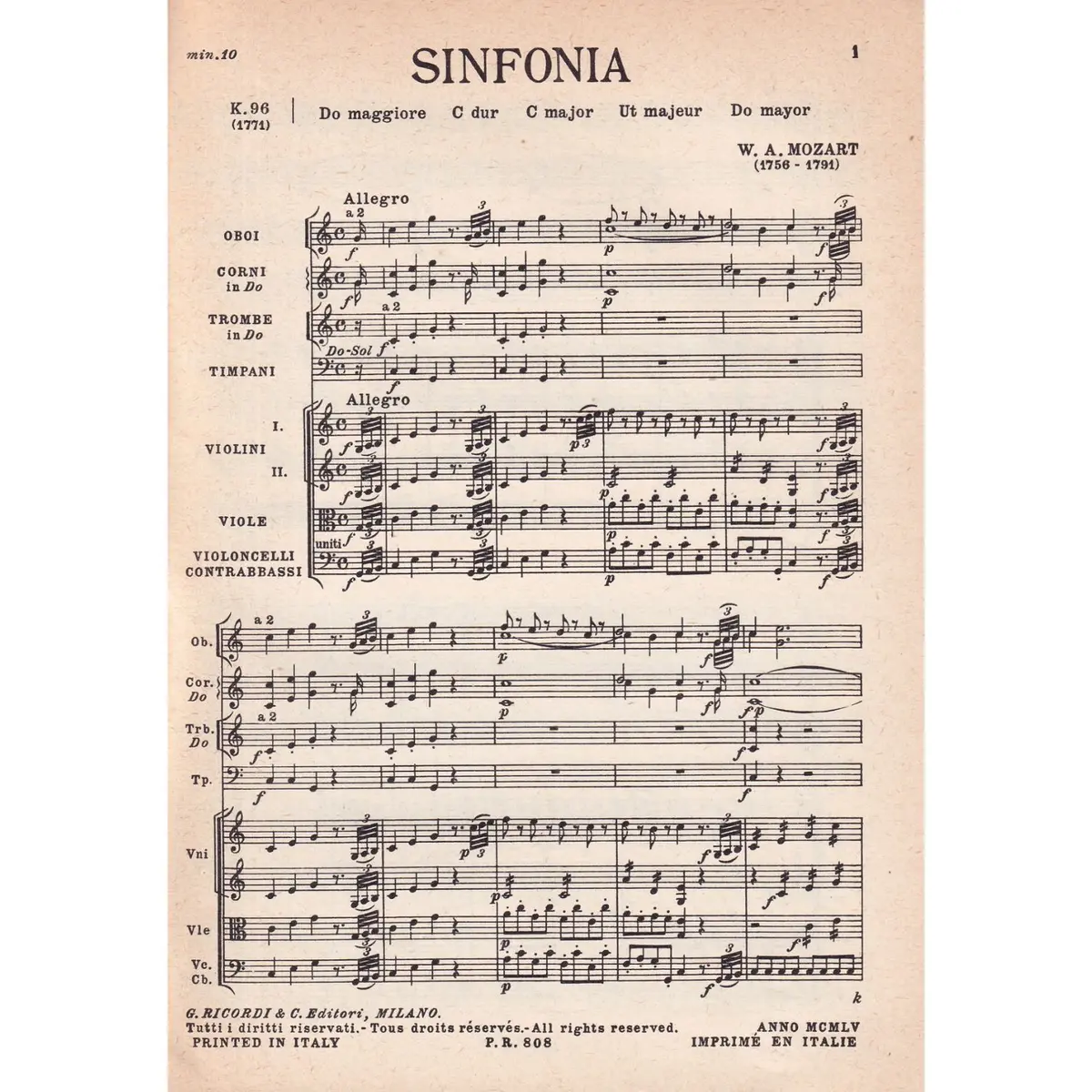 Sinfonia In Do - Kv 96  (partitura de bolso)