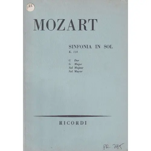 Sinfonia In Sol - Kv 110  (partitura de bolso)