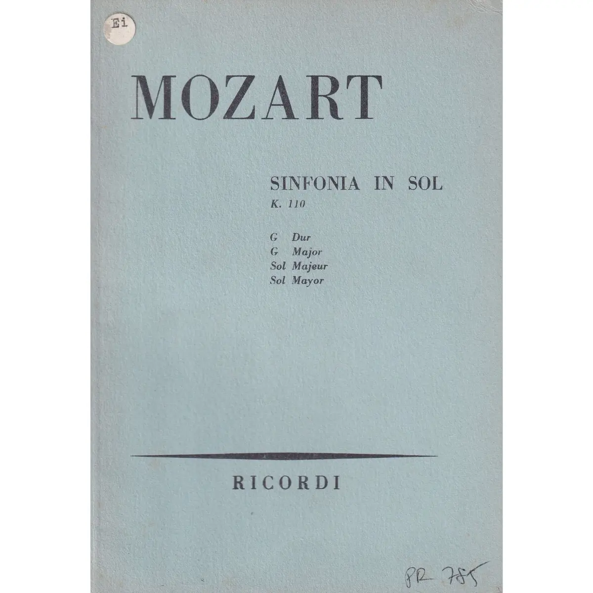 Sinfonia In Sol - Kv 110  (partitura de bolso)