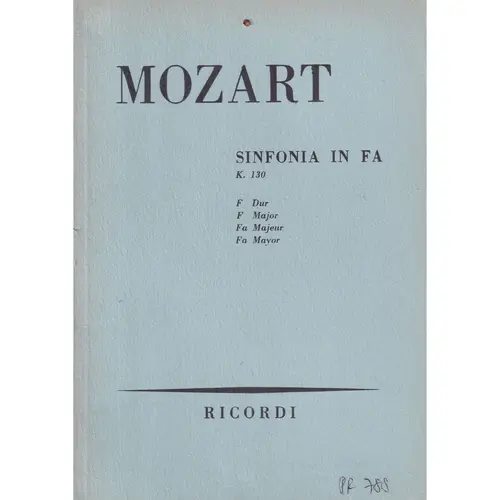 Sinfonia In Fa Maj - Kv 130  (partitura de bolso)