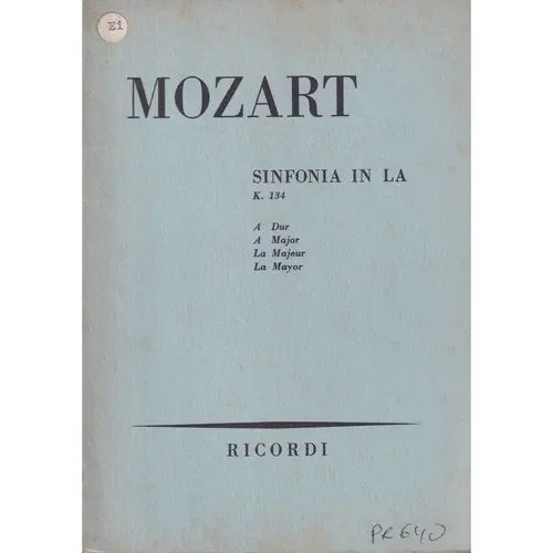 Sinfonia In La Maj - Kv 134  (partitura de bolso)