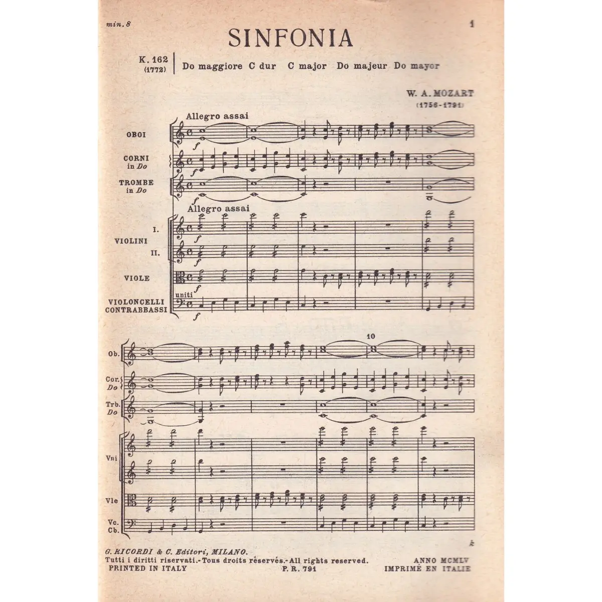 Sinfonia In Do Maj.-K 162