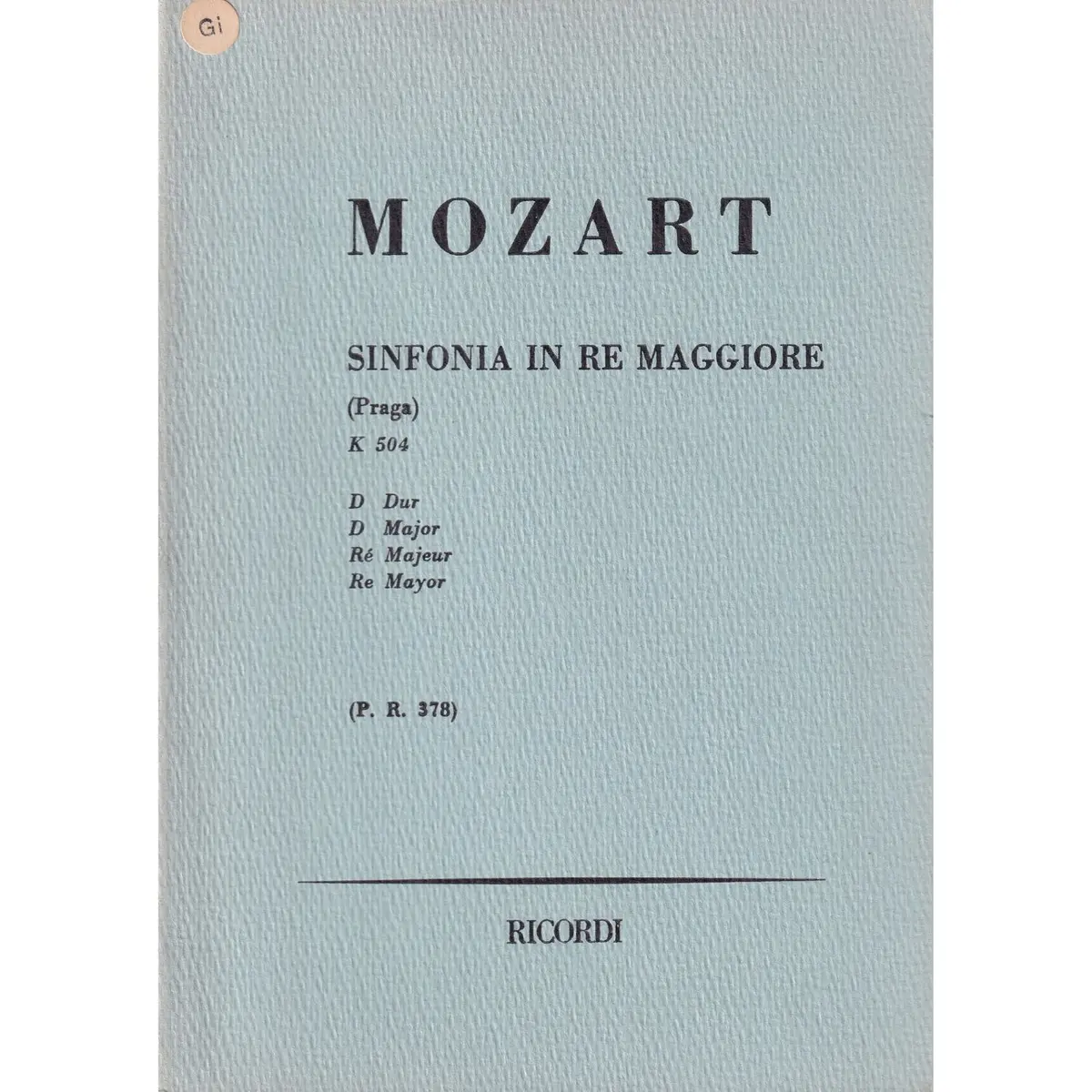Sinfonia In Re Mag. - Kv 504 - Praga  (partitura de bolso)