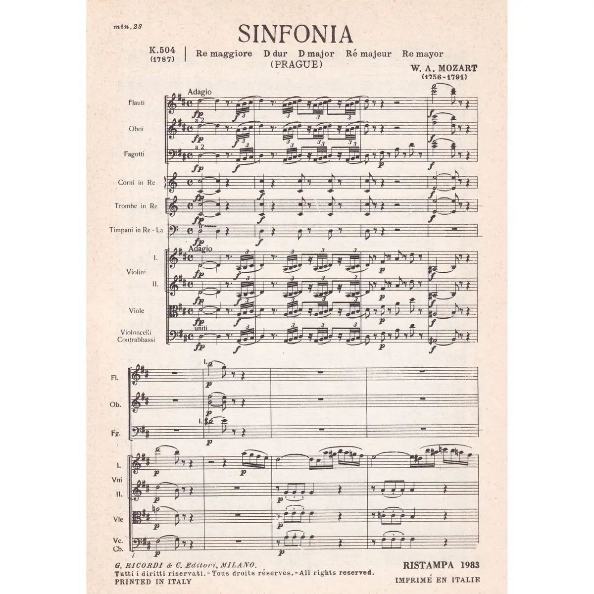 Sinfonia In Re Mag. - Kv 504 - Praga  (partitura de bolso)