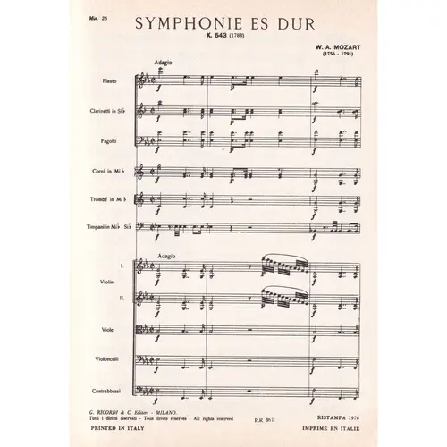 Symphonie Es Dur - Kv 543  (partitura de bolso)