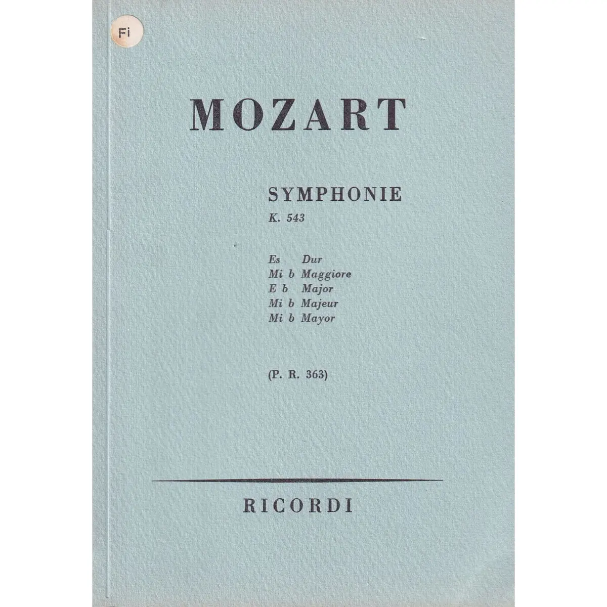Symphonie Es Dur - Kv 543  (partitura de bolso)