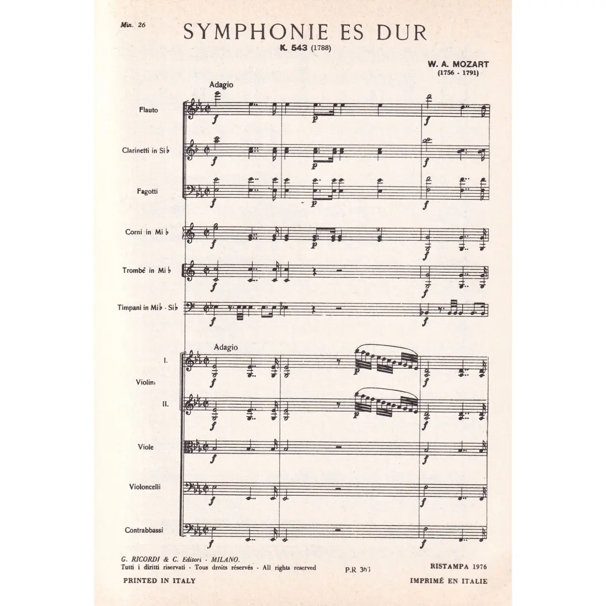 Symphonie Es Dur - Kv 543  (partitura de bolso)
