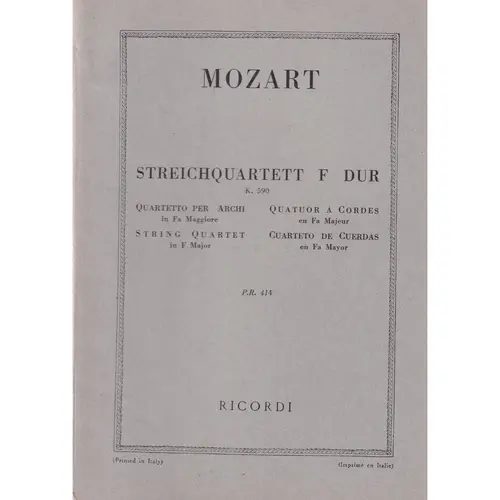 Streichquartet F Dur - Kv 590  ( study score )