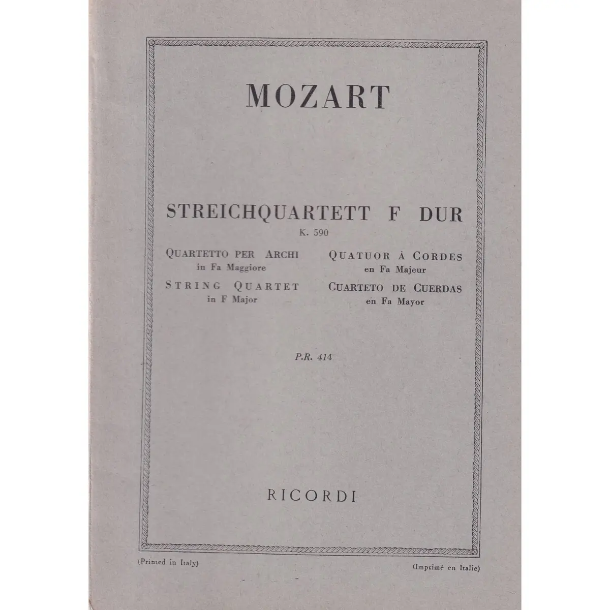 Streichquartet F Dur - Kv 590  ( study score )
