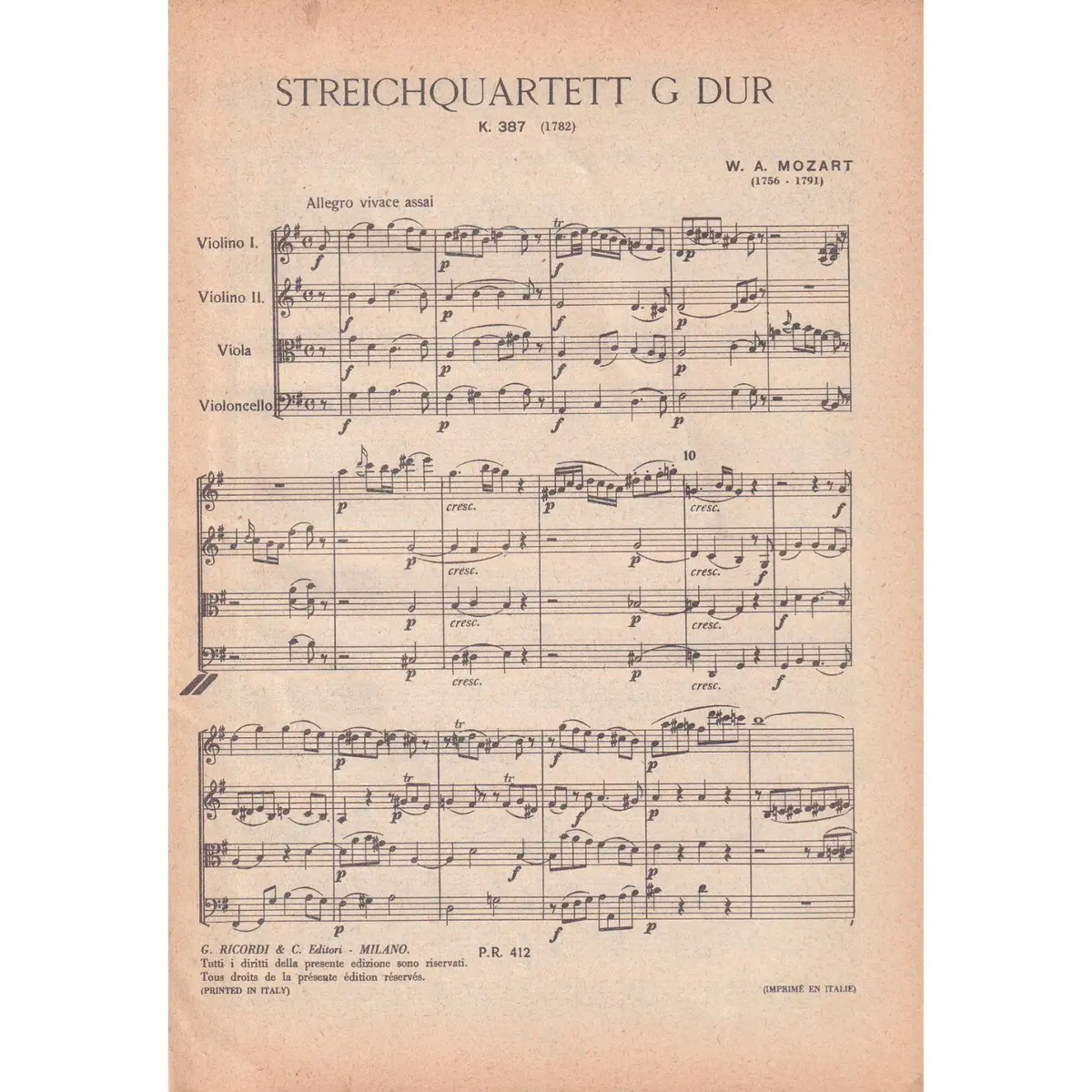 Streichquartett G Dur -K.387