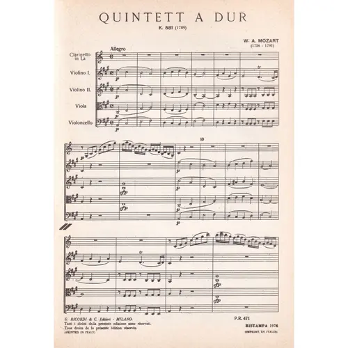 Quintetto In La Mag.-K.581