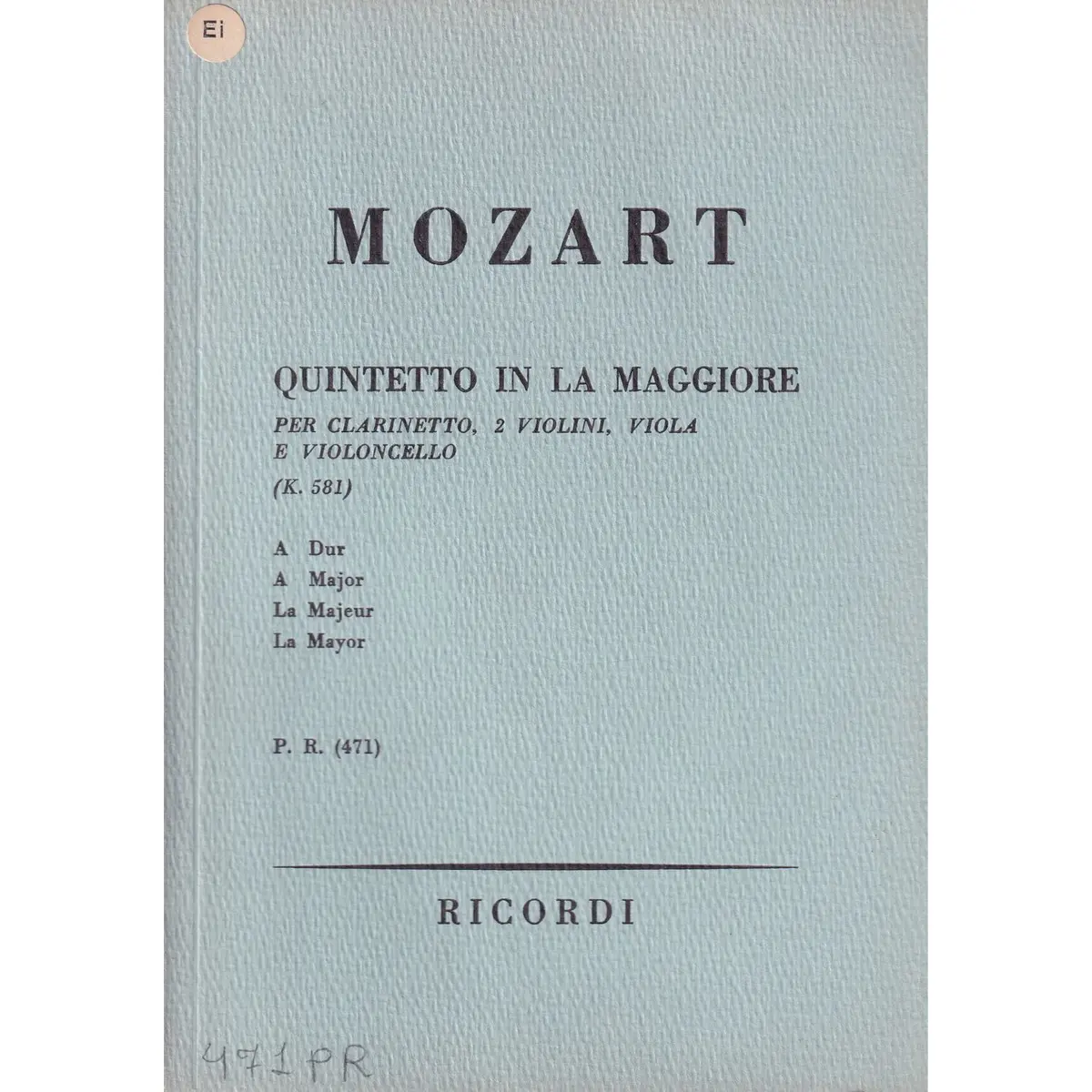 Quintetto In La Mag.-K.581