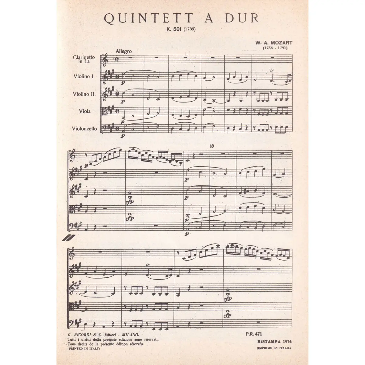 Quintetto In La Mag.-K.581
