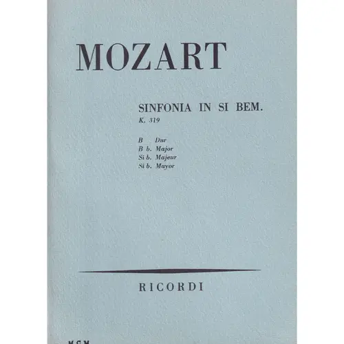 Sinfonia In Si Bem.Mag. - Kv 319  ( study score )