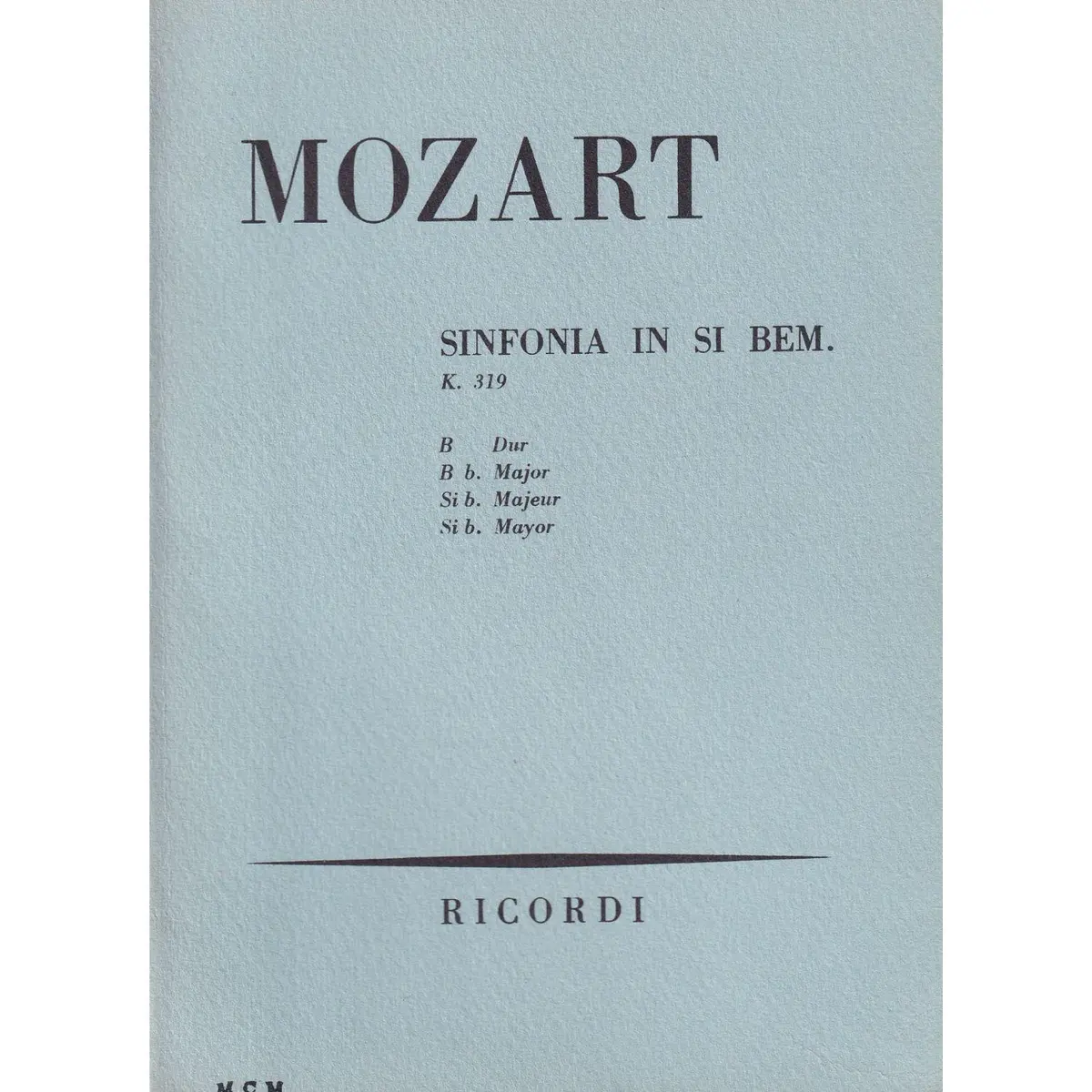Sinfonia In Si Bem.Mag. - Kv 319  ( study score )