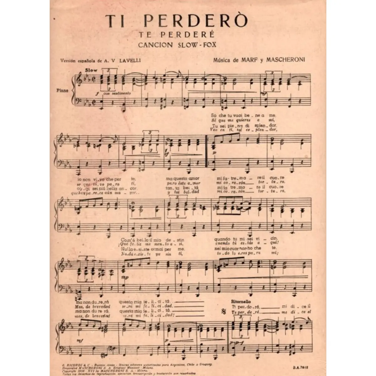 Te Perdere - Cancion Slow-Fox  (Edição Antiga)