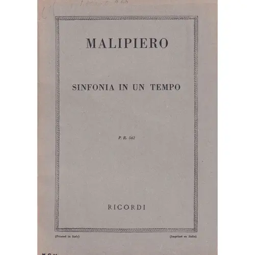 Sinfonia In Un Tempo ( study score )