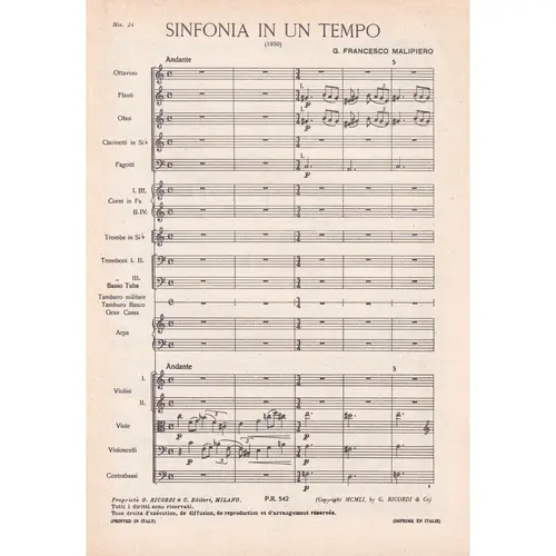 Sinfonia In Un Tempo ( study score )