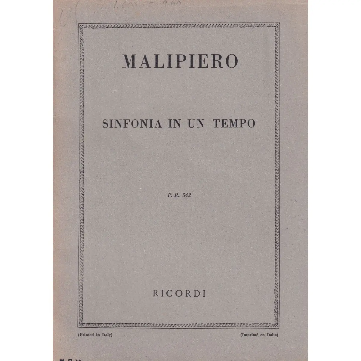 Sinfonia In Un Tempo ( study score )