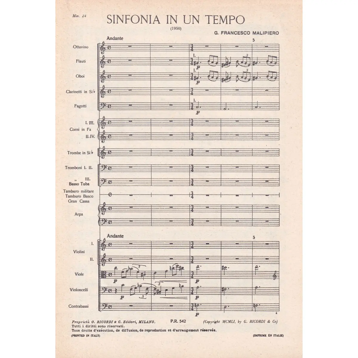 Sinfonia In Un Tempo ( study score )