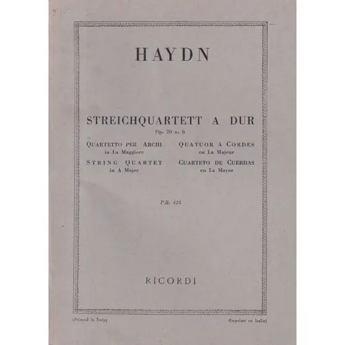 Streichquartett A Dur - Op.20 N.6  ( study score )