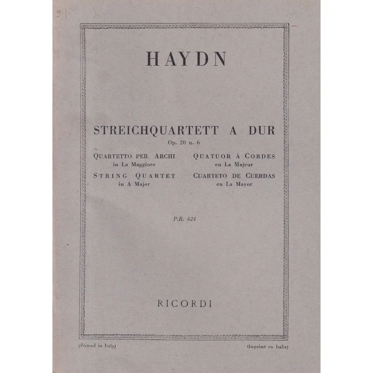 Streichquartett A Dur - Op.20 N.6  ( study score )