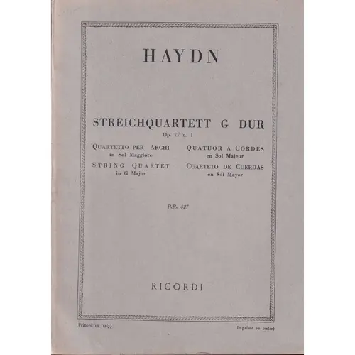 Streichquartett G Dur - Op.77 N.1  ( study score )