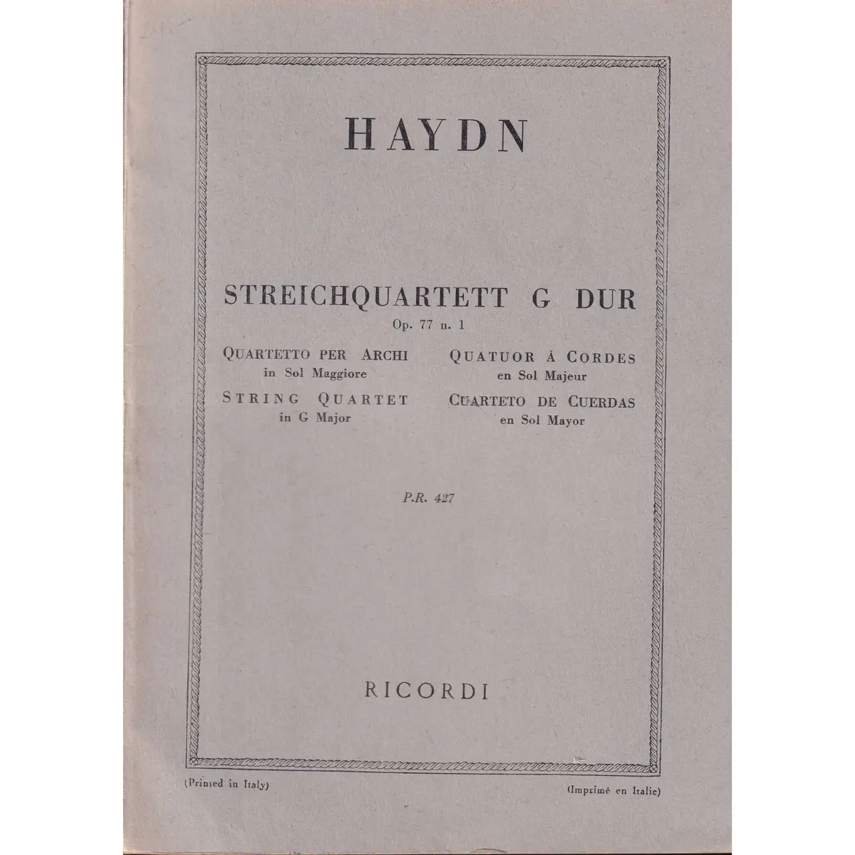 Streichquartett G Dur - Op.77 N.1  ( study score )