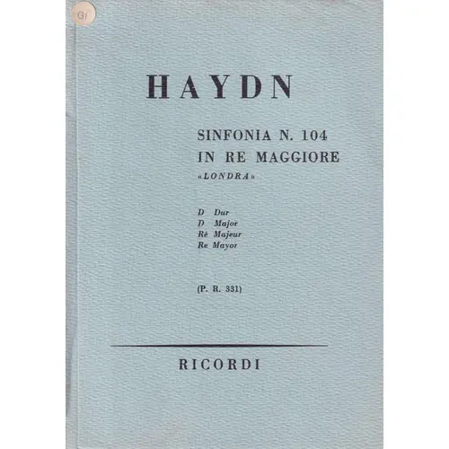 Sinfonia N.104 In Re Mag (Londra)  ( study score )