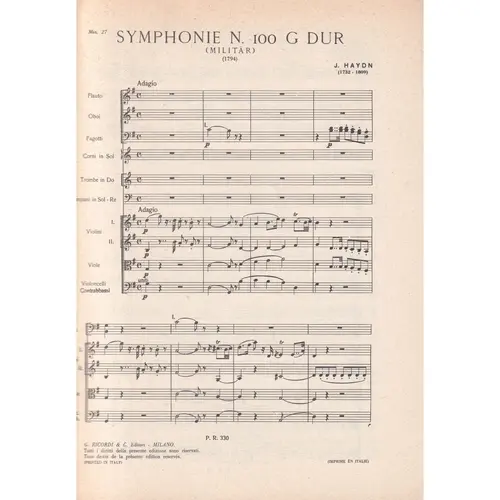 Sinfonia N.100 In Sol Mag (Militasre)  ( study score )