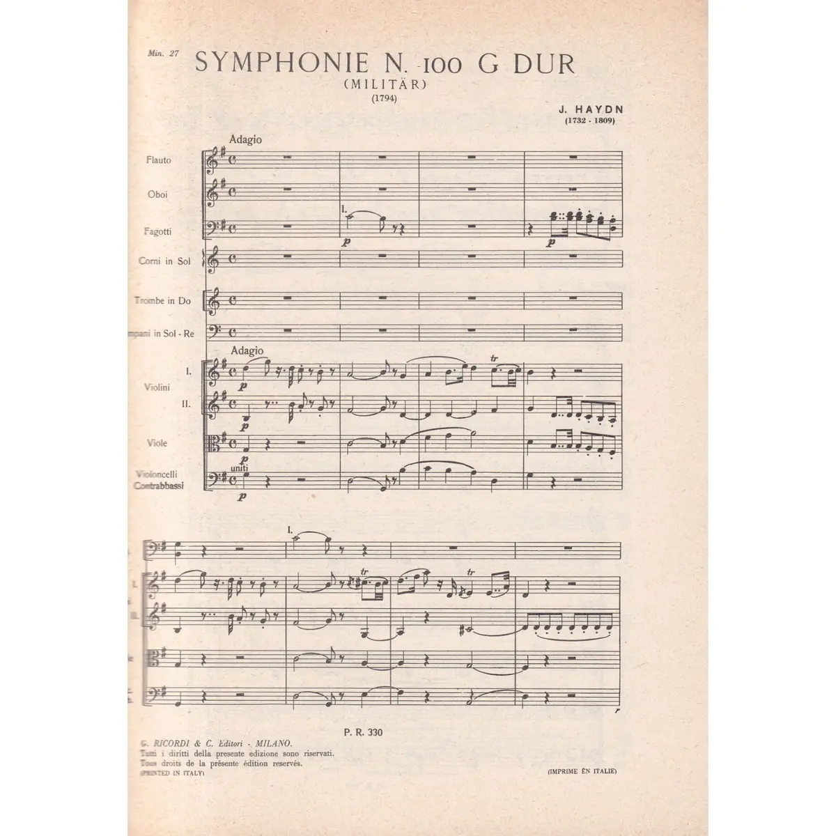 Sinfonia N.100 In Sol Mag (Militasre)  ( study score )