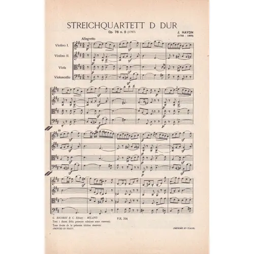 Streichquartett D Dur - Op.76 N.5  ( study score )