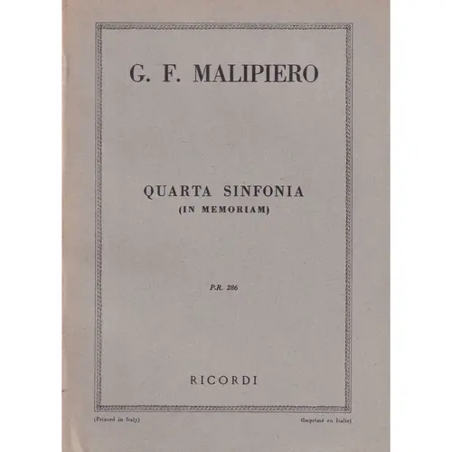 Quarta Sinfonia (In Memoriam) ( study score )  (Edição Antiga)