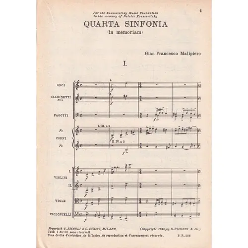 Quarta Sinfonia (In Memoriam) ( study score )  (Edição Antiga)
