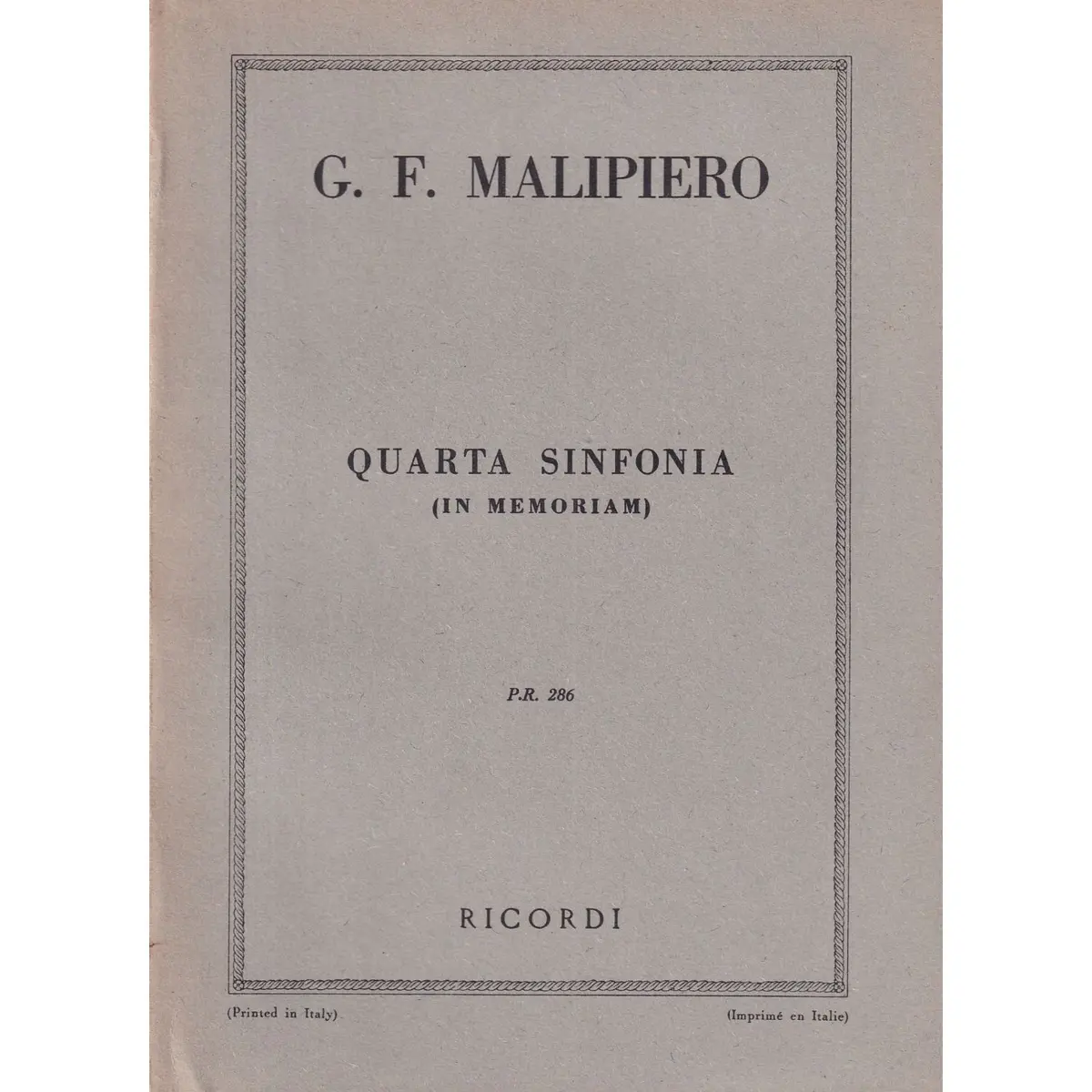 Quarta Sinfonia (In Memoriam) ( study score )  (Edição Antiga)