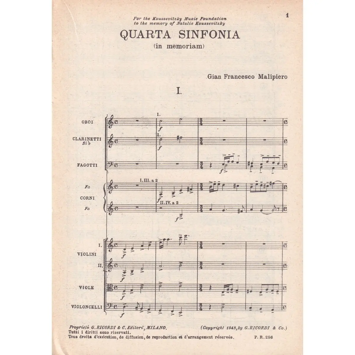 Quarta Sinfonia (In Memoriam) ( study score )  (Edição Antiga)