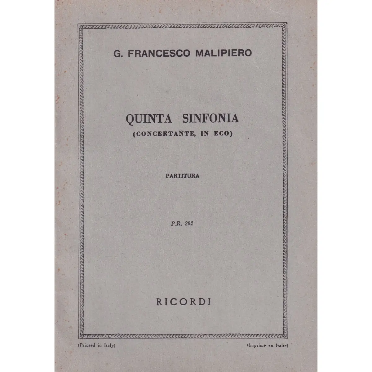 Quinta Sinfonia (Concertante, In Eco) ( study score )  (Edição Antiga)