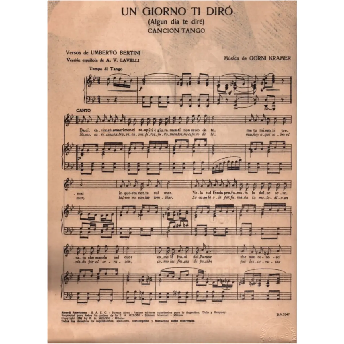 Un Giorno Ti Diro  (Edição Antiga)
