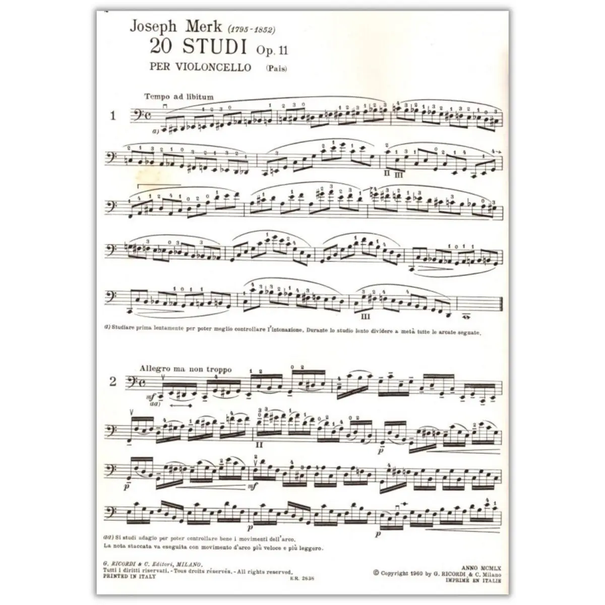 20 Studi - Op.11 Per Violoncello