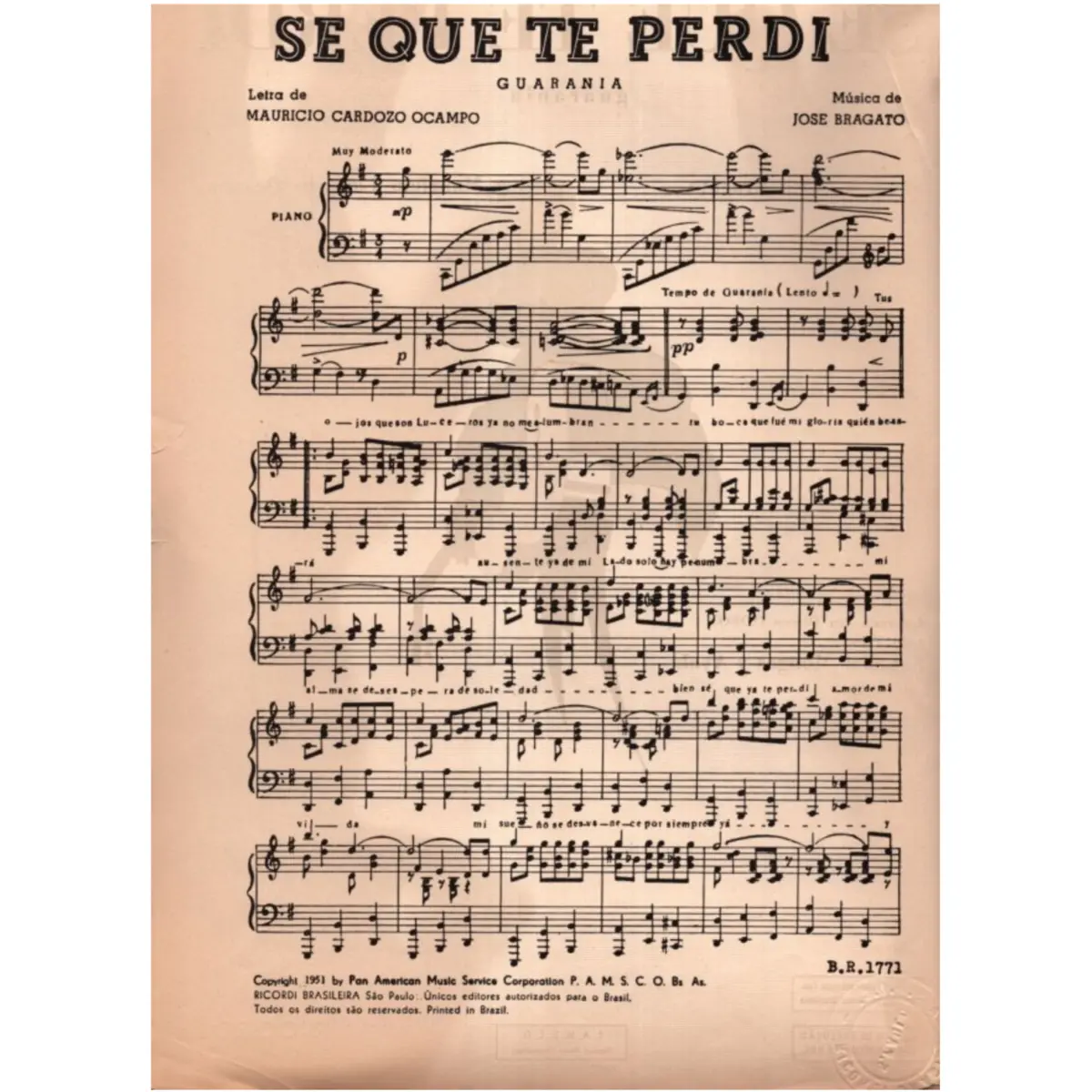 Se Que Te Perdi  - Guarania  (Edição Antiga)