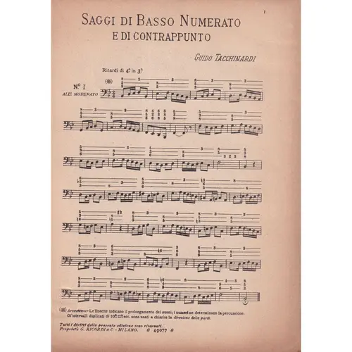Saggi Di Basso Numerato e Di Contrappunto  (Edição Antiga)