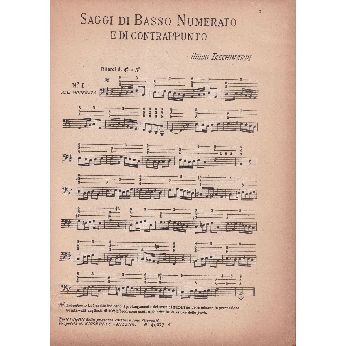 Saggi Di Basso Numerato e Di Contrappunto  (Edição Antiga)