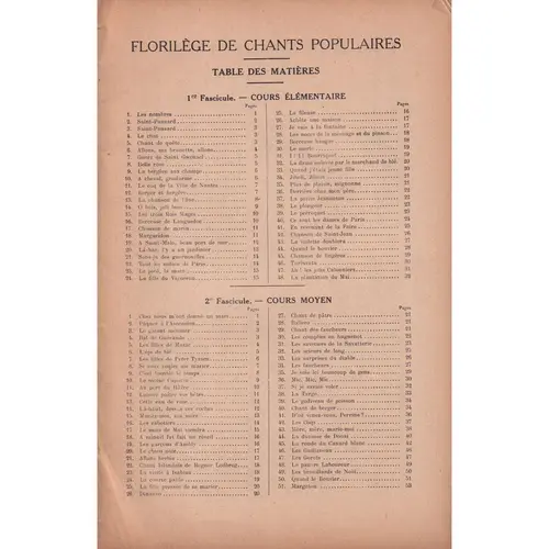 Florilege De Chants Pop. - Cours Moyen  (Edição Antiga)