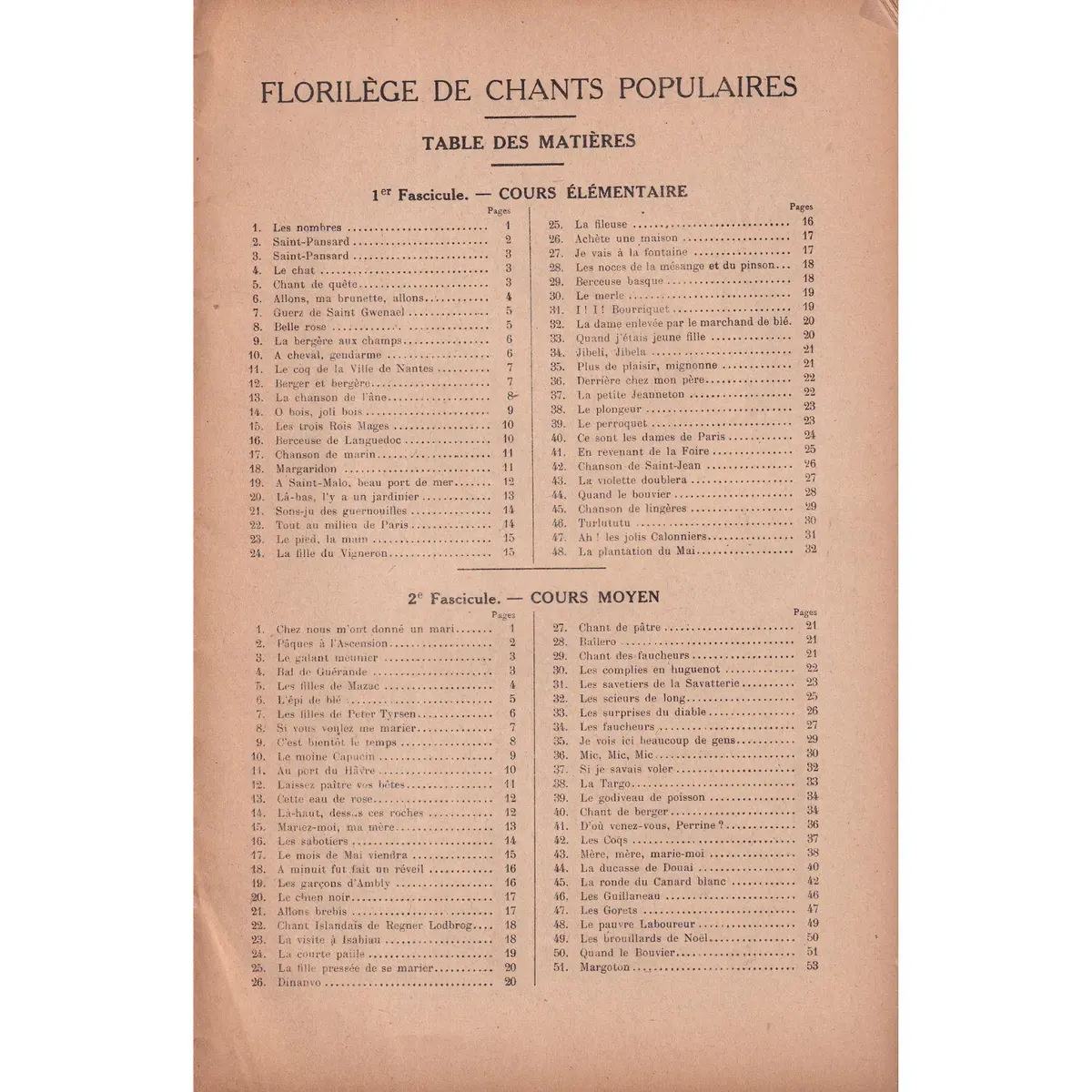 Florilege De Chants Pop. - Cours Moyen  (Edição Antiga)