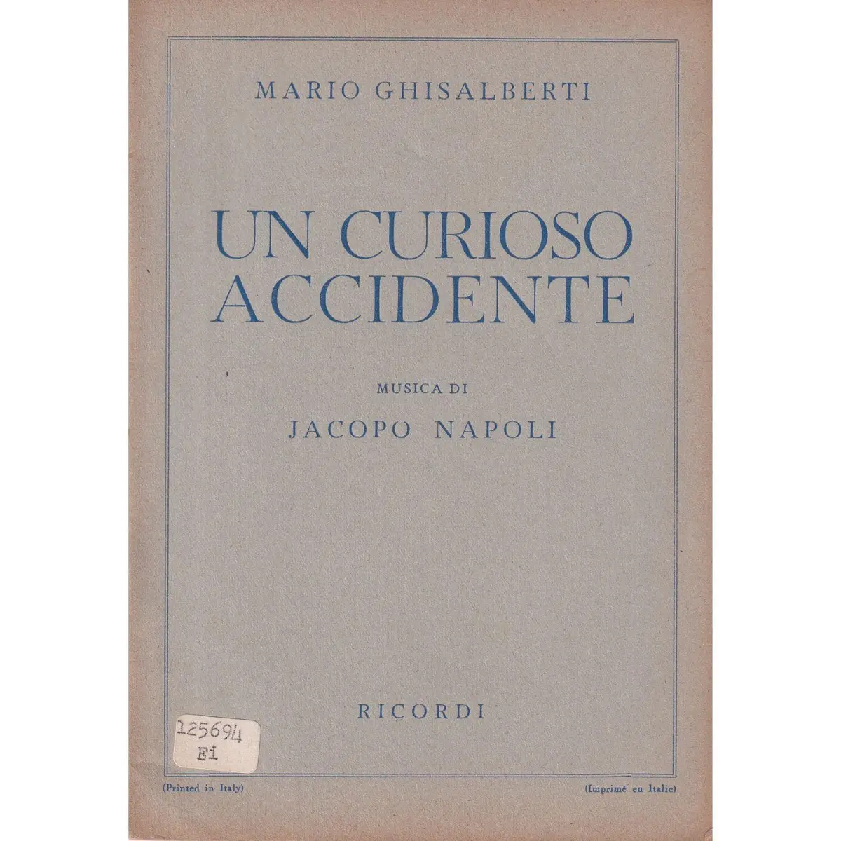 Un Curioso Accidente  - Libreto  (Edição Antiga)