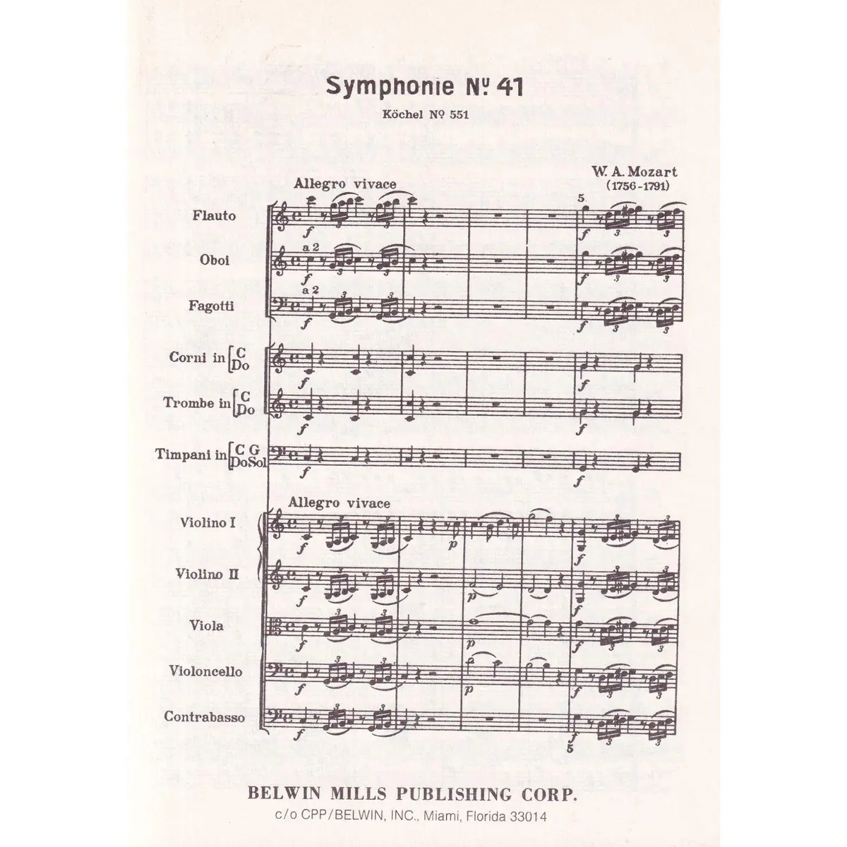 Symphony N.41 In C Major - Jupiter - Kv 551  (partitura de bolso)