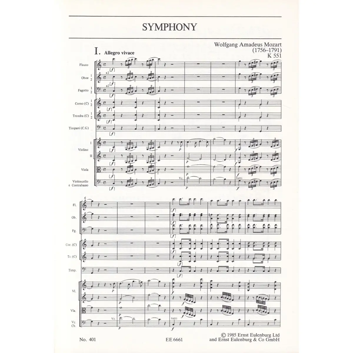 Symphony (Jupiter) C Major/Kv 551